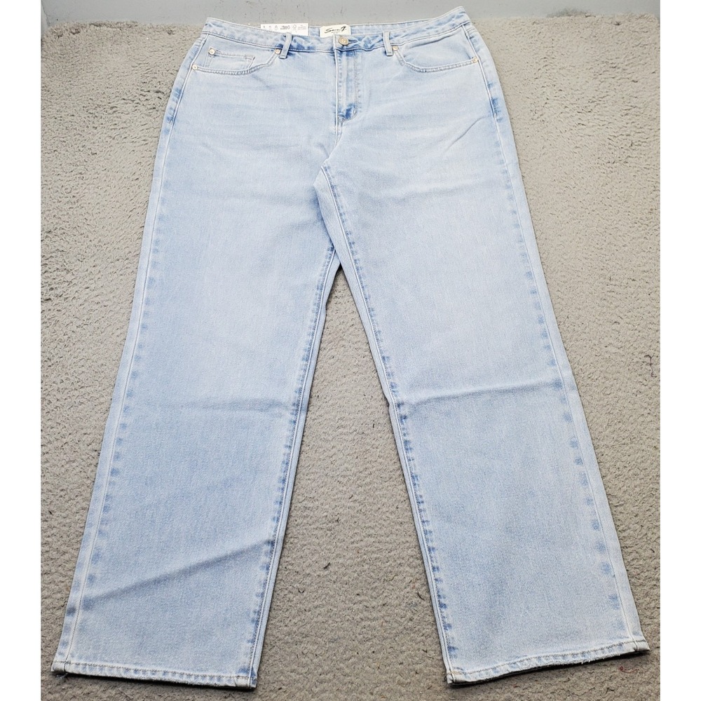 Seven7 Jeans Women 12 Blue Denim Fitted Waist Loose Straight High Rise MY10341DE